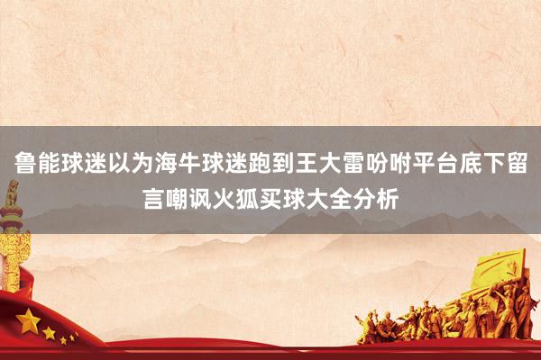 鲁能球迷以为海牛球迷跑到王大雷吩咐平台底下留言嘲讽火狐买球大全分析